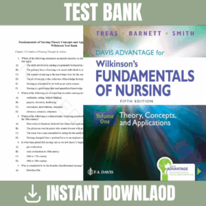 Test Bank For Davis Advantage for Wilkinson's Fundamentals of Nursing (2 Volume Set): Theory, Concepts, and Applications 5th Edition, By ( Leslie S. Treas, 2024) (Copy)