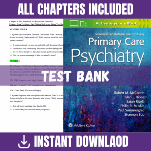 Test Bank - Primary Care Psychiatry, 2nd Edition (Jennifer L. Wilkins, 2020)
