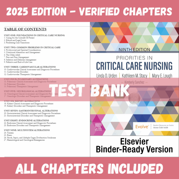 Test bank - Priorities in Critical Care Nursing 9th Edition (Urden, 2013)