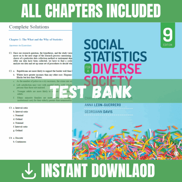 Test Bank - Social Statistics for a Diverse Society, 9th Edition (Chandra Gupta, 2020)