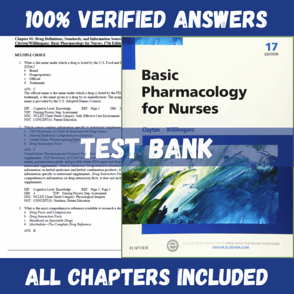 Test Bank - Basic Pharmacology for Nurses, 17th Edition (Ricki Lewis, 2019)