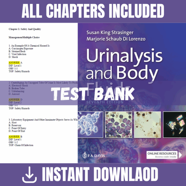 Test Bank - Urinalysis and Body Fluids, 7th Edition (Jane L. Reese, 2019)